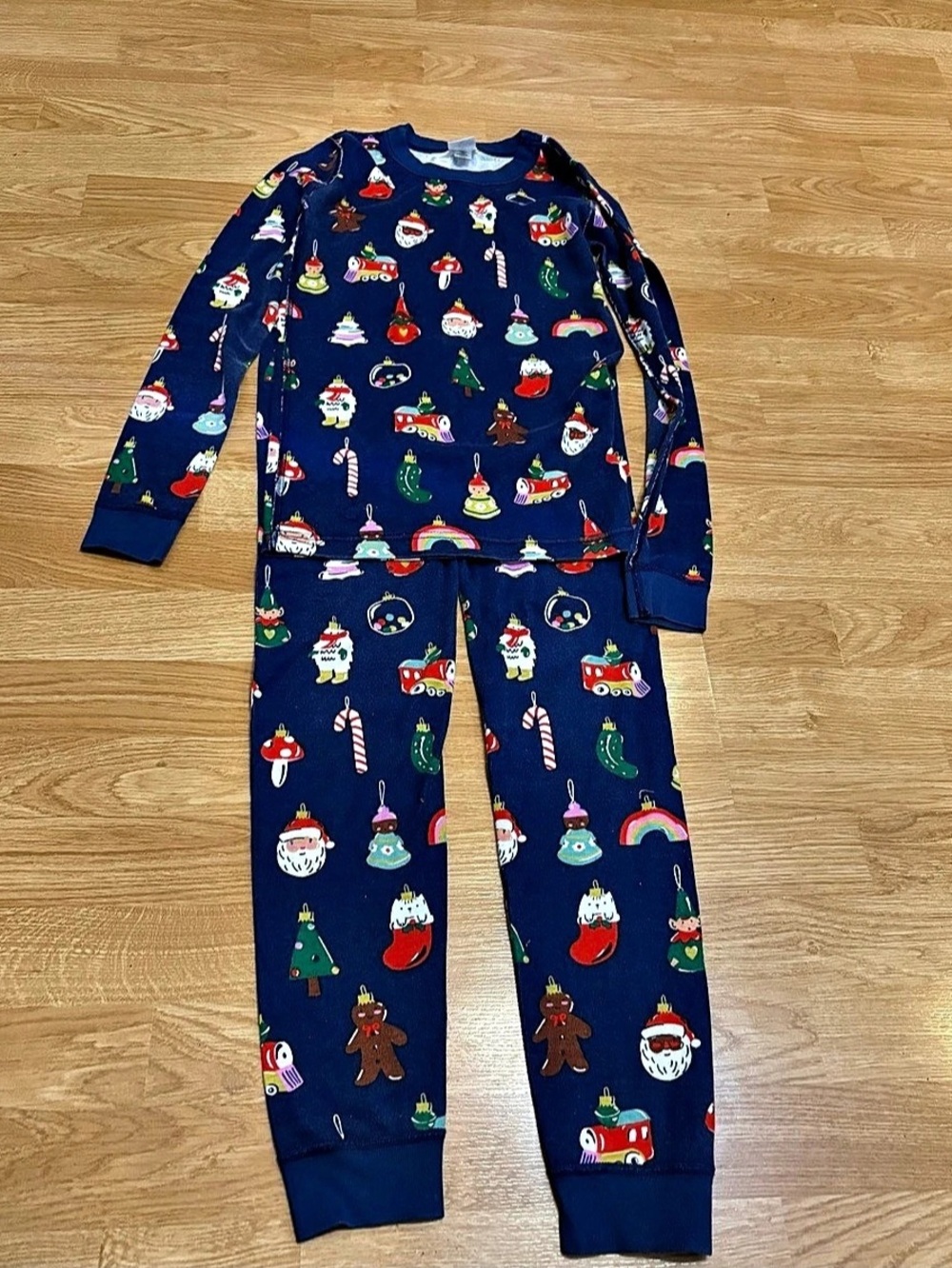 Kids size 14 Hanna Andersson Holiday Long John Pajamas in Heirloom Ornaments Hei